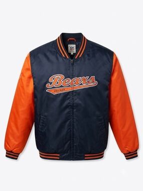NFL Chicago Bears Navy and Orange Varsity Bomber Jacket